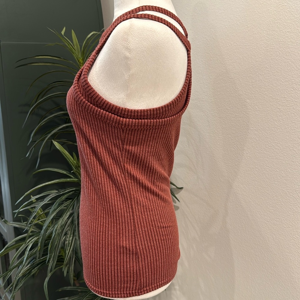 Gilded Intent Rust Ribbed Top Sleeveless Tank Double Straps M - Picture 5 of 13